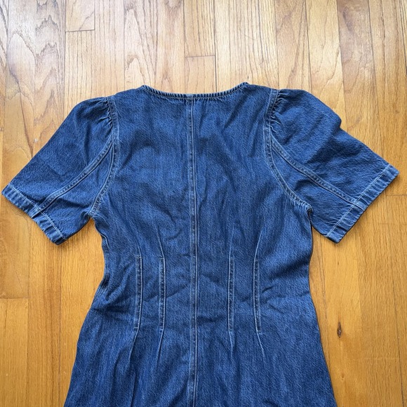 Madewell Dress 2 Blue Denim Zip Front Short Sleeve Mini Pockets Jean Western - Picture 5 of 11